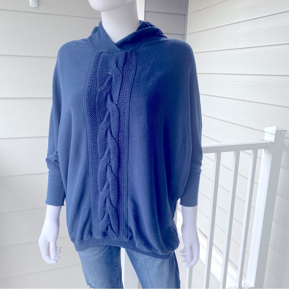 ANTHROPOLOGIE YOON Blue Hooded Batwing Sweater